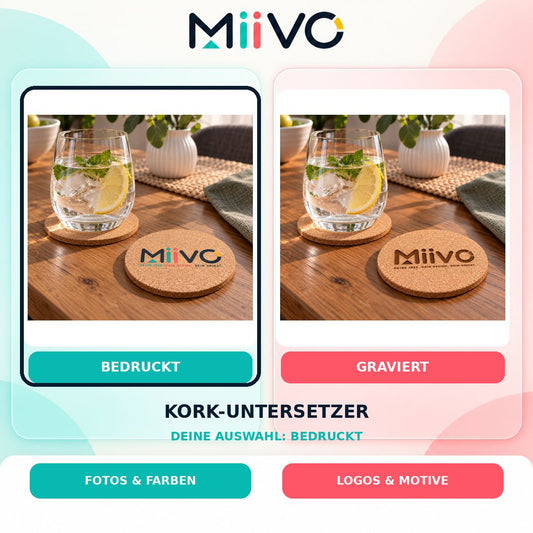 Kork-Untersetzer bedruckt: individuelles MIIVO USP-Vergleichsbild