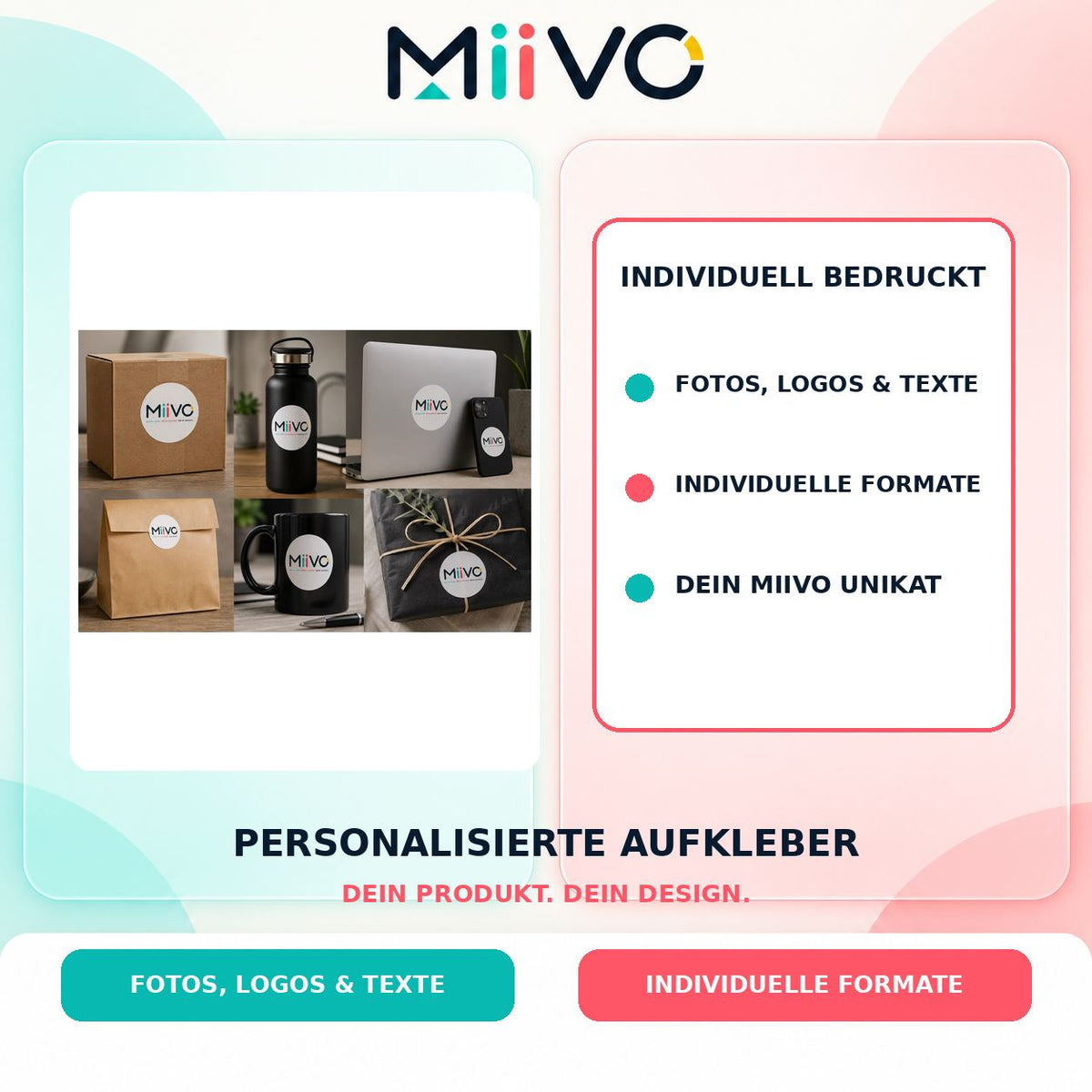 Personalisierte Aufkleber: individuelles MIIVO USP-Vergleichsbild