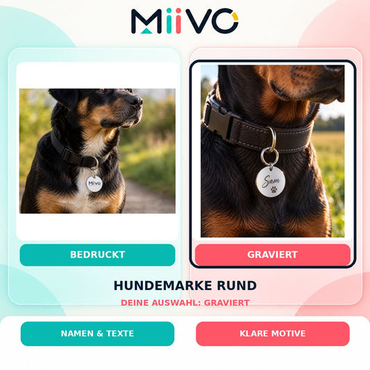 Hundemarke rund graviert: individuelles MIIVO USP-Vergleichsbild