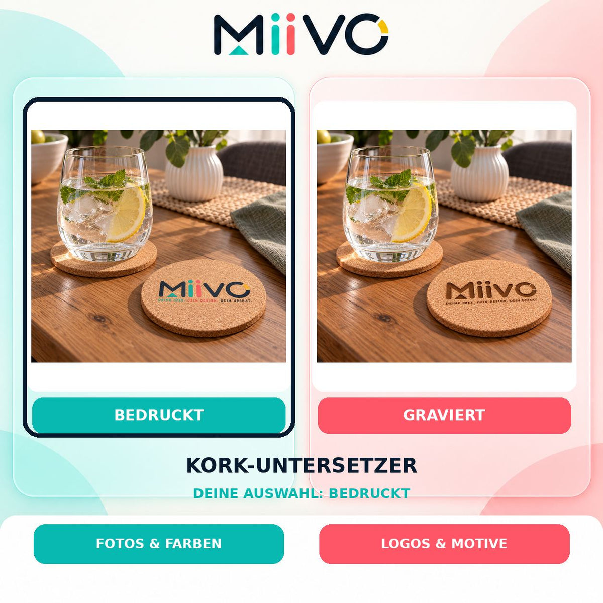 Kork-Untersetzer bedruckt: individuelles MIIVO USP-Vergleichsbild