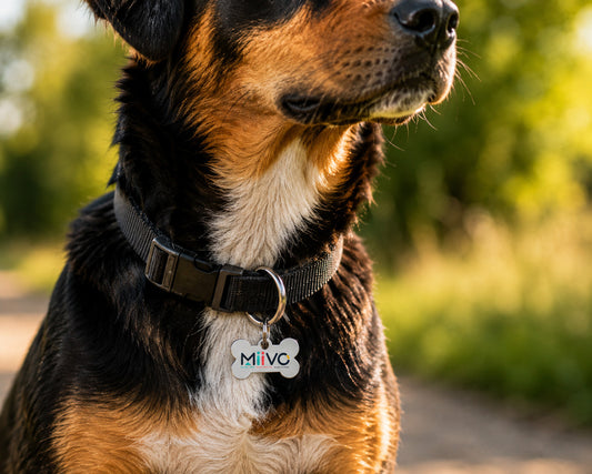 Personalisierte Hundemarke Knochen aus Edelstahl – bedruckt