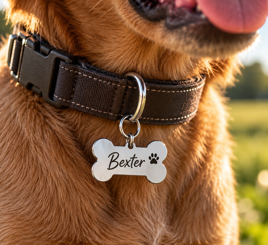 Personalisierte Hundemarke Knochen aus Edelstahl – graviert
