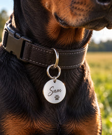 Personalisierte Hundemarke rund aus Edelstahl – graviert